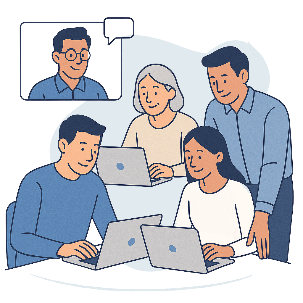 Freelancers van het Weblighting Collective die samenwerken