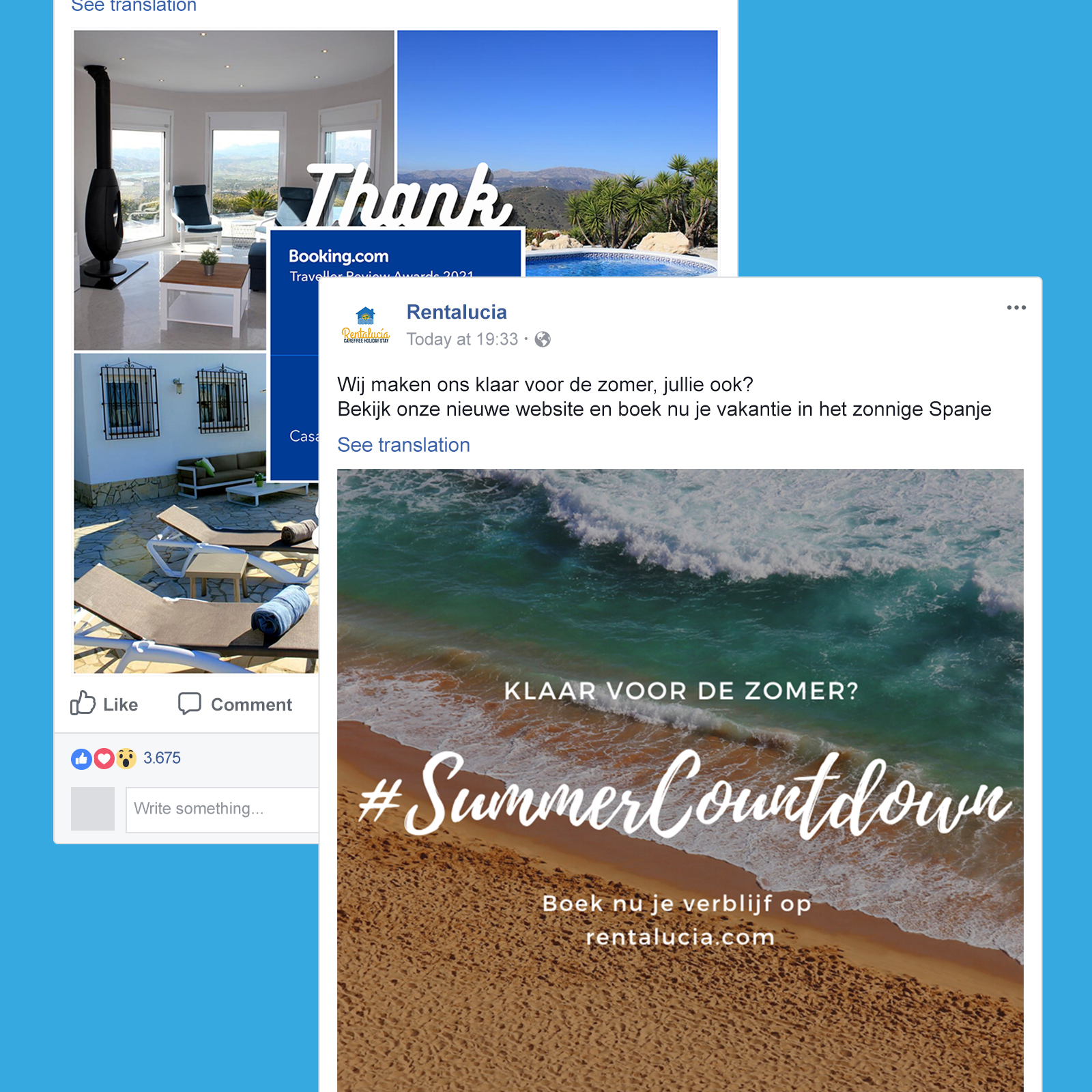 < social media van Rentalucia gemaakt door Weblighting
